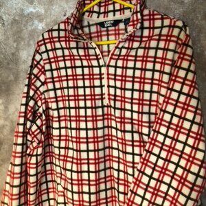 Lands End Womens 2X Over gead 1/4 Zip Fleece Plaid